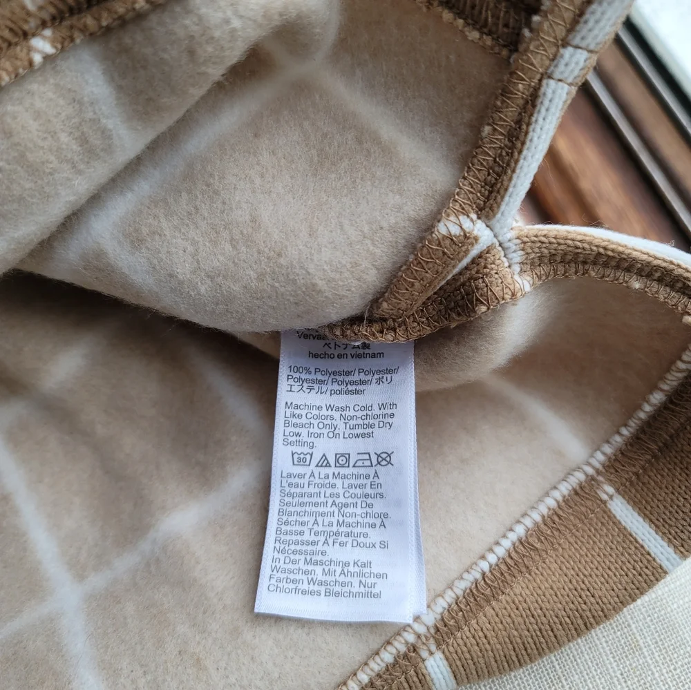 New! J Crew Sz L Camel Gridline Funnelneck Sweater Large NWT